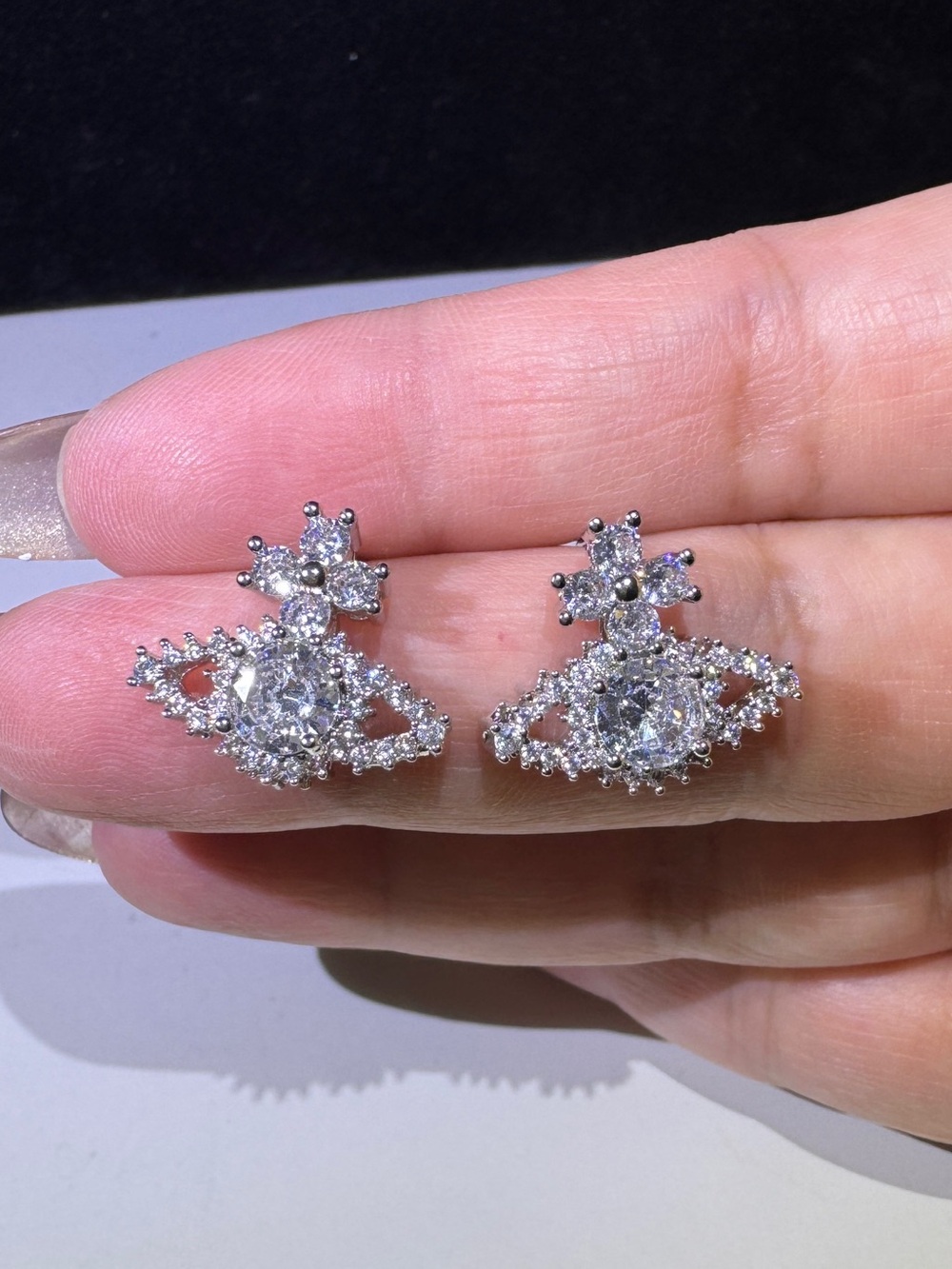 S925 Posts Sparkling Crystal Orb Stud Earrings